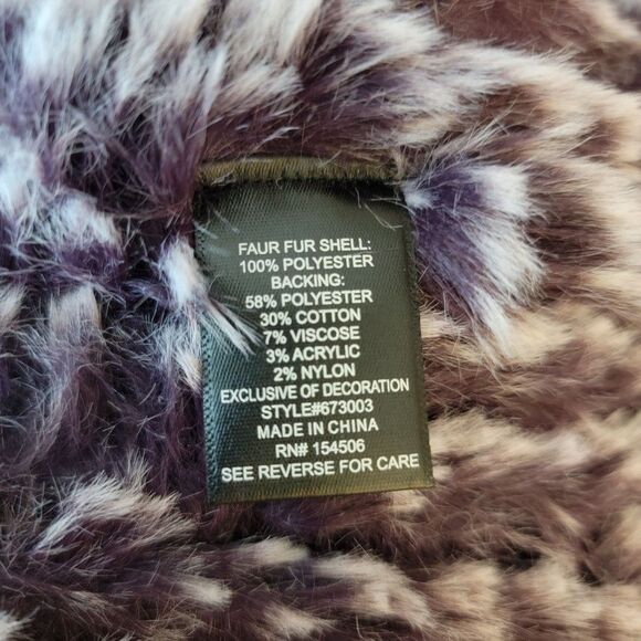 Colleen Lopez Womens Size 2X Purple Faux Fur Full Zip Warm Fuzzy Jacket - Picture 6 of 8